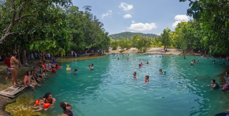 The Emerald Pool, a teal freshwater pool in the Khao Phra Bang Khram reserve